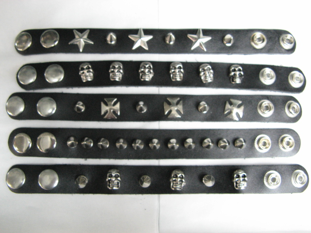 10 Punk Gothic Spiked Nail Cross Skull Cuff Bracelets - Click Image to Close